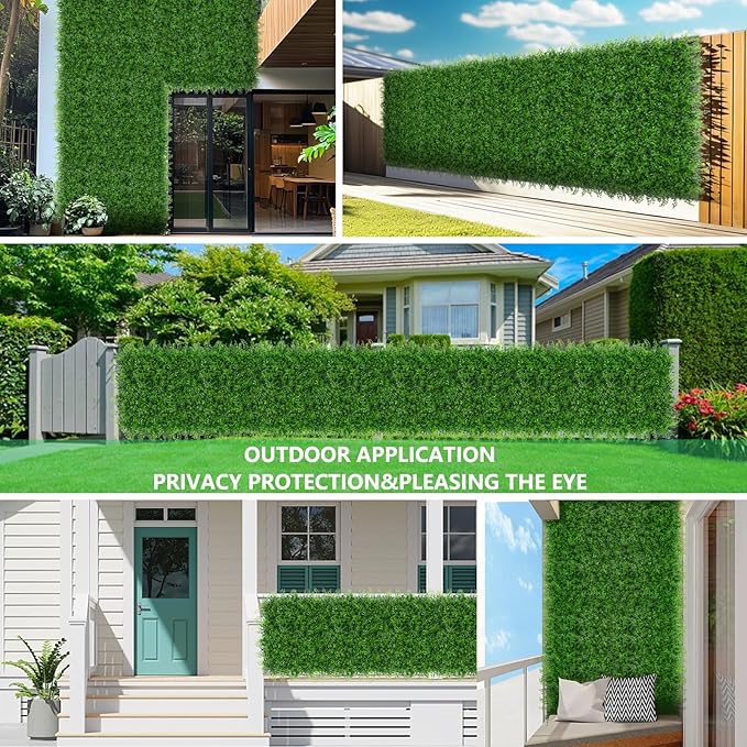 Grooy 40"x120"(33.33 SQFT) Artificial Hedge Grass Wall Roll Panels, Boxwood Panels, Greenery Wall Backdrop, UV Protected Privacy Fence Screen for Outdoor Indoor Wedding Décor
