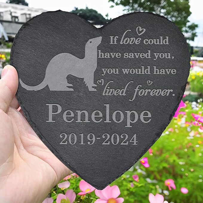 Ferret Memorial Stone - Ferret Memorial Gifts - Pet Loss Gift - Loss of Ferret - Heart