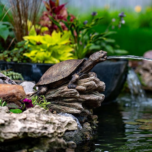 Aquascape Turtle On Log Spitter Fountain for Pond and Garden, 78371
