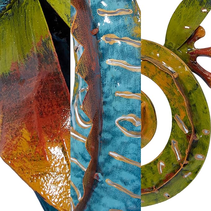Deco 79 Metal Lizard Home Wall Decor Indoor Outdoor Wall Sculpture, Wall Art 15" x 5" x 29", Multi Colored