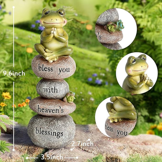 Garden Yoga Frog Statue Decor Meditation Zen Yoga Frog Figurines for Home and Garden Decoration, Gifts for Women Patio Yard Lawn Outdoor Sculptures, Bless You
