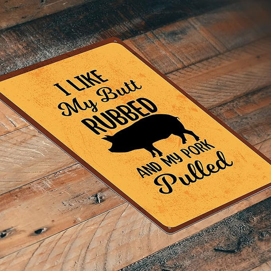 Backyard Patio BBQ Firepit 12 x 8 inch Meat temperature Magnet Sign (pork pulled)