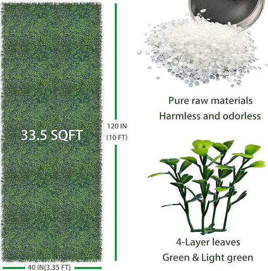ODTORY Artificial Boxwood Roll: 40x120 in (33.5 sqft) UV-Anti Faux Ivy Boxwood Hedge Leaf Grass Wall for Patio Balcony Privacy, Garden, Backyard Greenery Wall Backdrop and Fence Decor