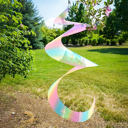 In the Breeze 9159 — 30-inch Striped Iridescent Twister Tail — Colorful Suncatcher Wind Spinner for Yards and Gardens, Humane Animal Deterrent…