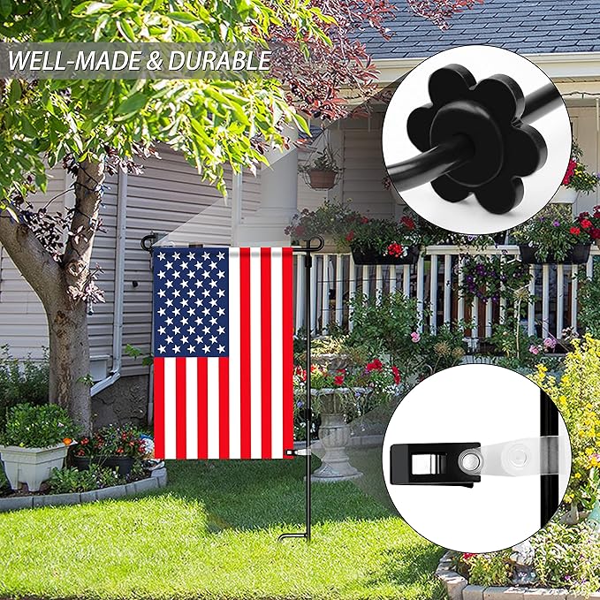 HOOSUN 22 Pack Garden Flags Clips And Stoppers,Clips for Garden Flag Holders,Rubber Stoppers Yard Flag Holder Clip for Small Flags,Garden Flag Stand Accessories