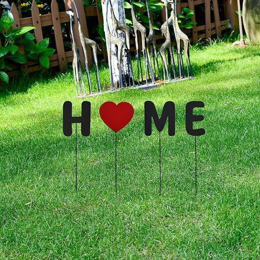 Metal Letters Garden Stakes Yard Art Word Sign Lawn Decoration Indoor Outdoor Plant Pot Decor Decorative Stick for Patio Pathway Flower Bed (Home)