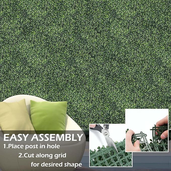 NETAP Grass Wall Panels Backdrop, 20"x 20"(12Pcs) Faux Boxwood Panels for Outdoor Indoor Green Wall Decor, Party Wedding Garden Fence Decorations