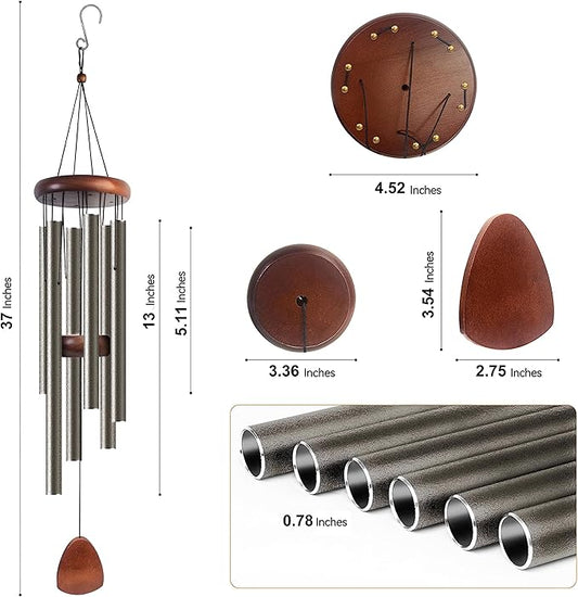 Bursvik Large Aluminium Wind Chimes 37" Inches to Create a Zen Atmosphere Suitable for Outdoor, Garden, Patio Decoration Wind Chimes with Wind Catcher Suitable as A Gift for Unisex(2 Pack Copper)