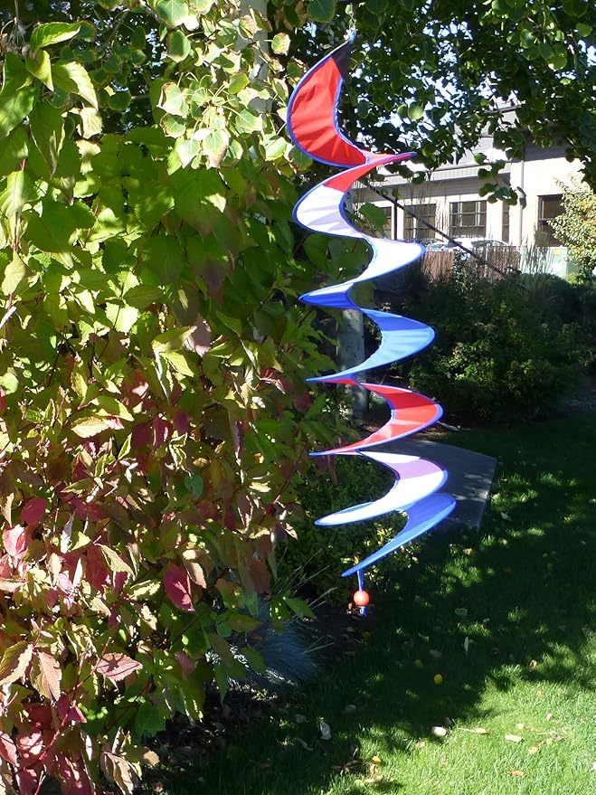 In The Breeze 4248 Red, White and Blue, 48-Inch Patriotic Curlie Wind Spinner, 48 Inch