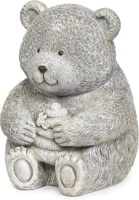 Roman Garden - Bear with Honey Statue, 7.75" H, Pudgy Pals Collection, Resin and Dolomite, Decorative, Garden Gift, Home Outdoor Decor, Durable, Long Lasting