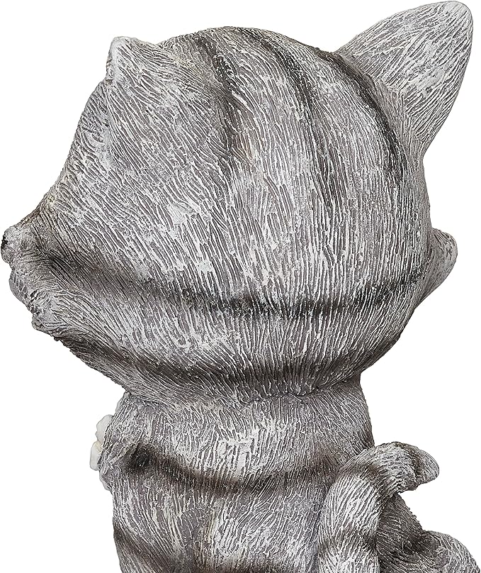 Roman 7.5” Adorable Cat on Rock Garden Statue – Outdoor Figurine – Whimsical Yard, Lawn, or Patio Decor for Cat Lovers