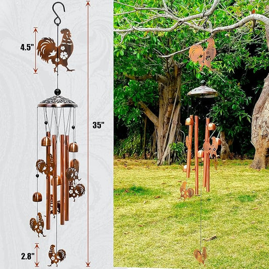 Chicken Wind Chimes for Outside Windchimes Outdoors/Indoors, Home, Lawn, Porch, Yard Decorations,Metal Garden Decor Chicken Wind Chimes Gifts for Women/Men Birthday Gifts Memorial Gift