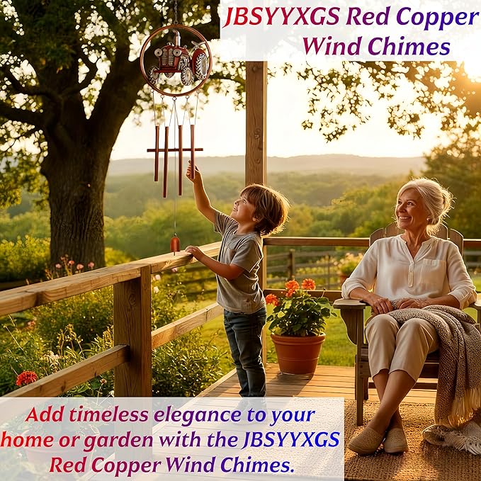 41.34″ Long Vintage Farm Tractor Wind Chimes for Outdoors - Hand-Painted Red Metal Art for Garden, Patio, Porch - Unique Nostalgic Gift for Dad, Grandpa, Farmers & Childhood Memory Decor