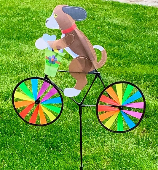 Brown Dog on Bicycle Wind Spinner
