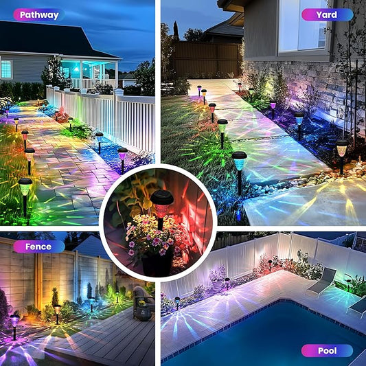 TISEJOY Solar Pathway Lights Outdoor Waterproof 16 Pack Color Changing Garden Light for Yard Patio Driveway Walkway Lawn Landscape Lighting for Outdoor Decor