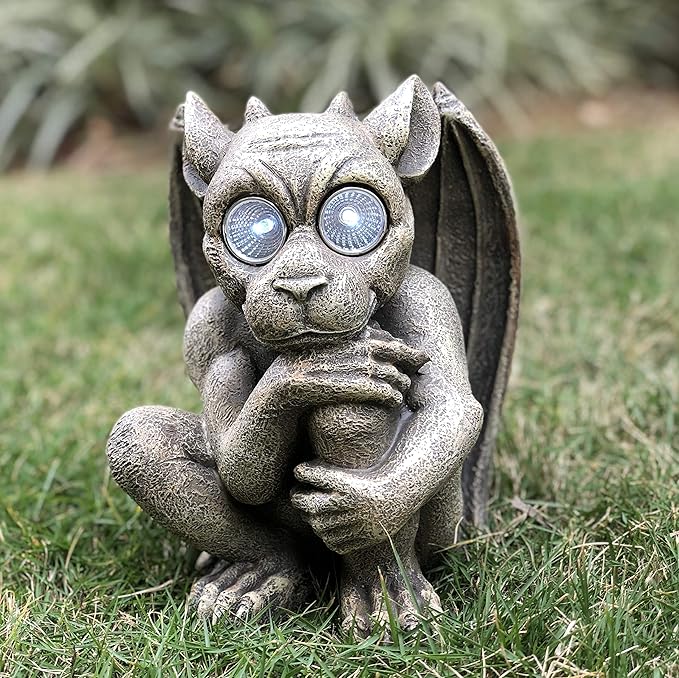 Solar Powered Gargoyle Outdoor LED Garden Light Decor