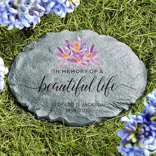 Let's Make Memories Personalized Memorial Garden Stone - Beautiful Life - Sympathy - Condolences