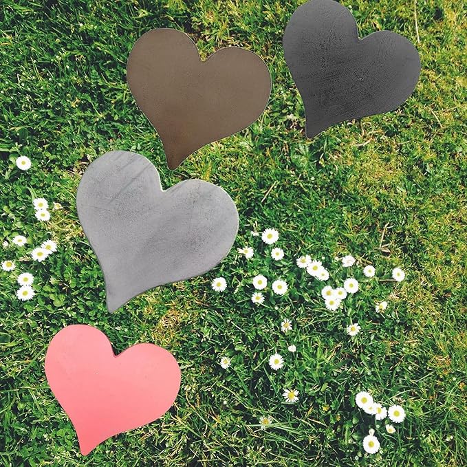 Comfy Hour 12.6" Extra Large Heart Shaped Cast Iron Stepping Stone, 1.2" Thick Heavy Duty Metal Garden Paver, Weatherproof Decorative Path Stone for Outdoor Walkway & Yard, Antique Beige Gray