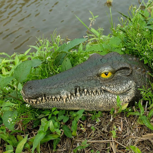 LUEUR Floating Alligator Head Garden Decor for Ponds & Pools – Realistic Crocodile Head Floating Ornament, Decorative Alligator Accent for Outdoor Water Features, Yard & Landscape Decoration