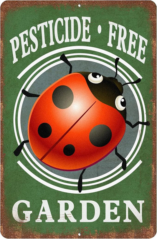 Vintage Garden Signs pesticide free Retro Yard Metel Tin Signs outdoor Aluminium Wall Decor