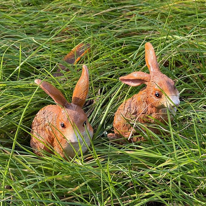 Bunny Decor Yard Decorations Outdoor Set of 2, Resin Hand-Painted Rabbit Figurines Outdoor Decor, Easter Rabbit Statues