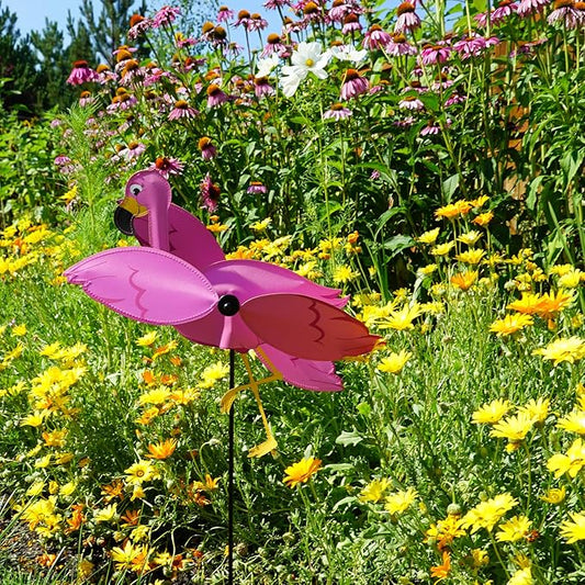 In the Breeze 2558 Baby Flamingo Whirligig Wind Spinner for Your Yard or Garden
