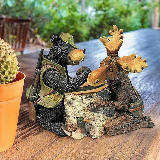 Design Toscano Moose and Black Bear Arm Wrestling Statue