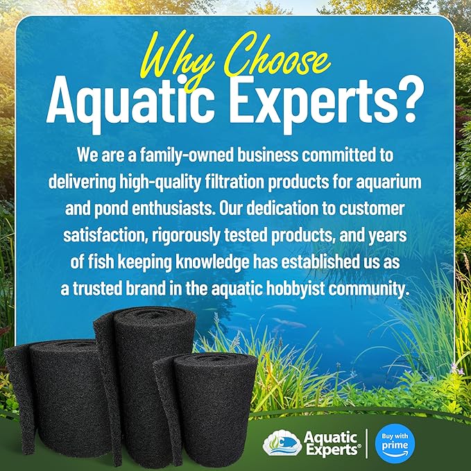 Aquatic Experts Classic Koi Pond Filter Pad COARSE – Black Bulk Roll Pond Filter Media, Rigid Ultra-Durable Latex Coated Fish Pond Filter Material US, (18" x 36")