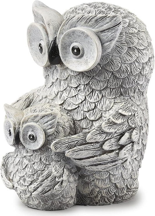 Roman Garden - Owl and Baby Statue, 8" H, Pudgy Pals Collection, Resin and Dolomite, Decorative, Garden Gift, Home Outdoor Decor, Durable, Long Lasting