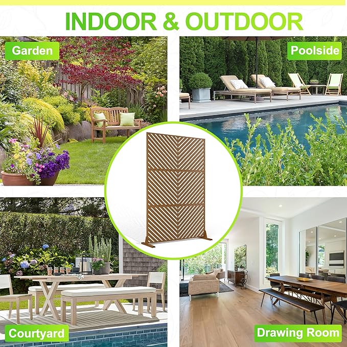 Outdoor Privacy Screen,72" H×47" W Metal Privacy Screen, Freestanding Privacy Fence Panels for Patio