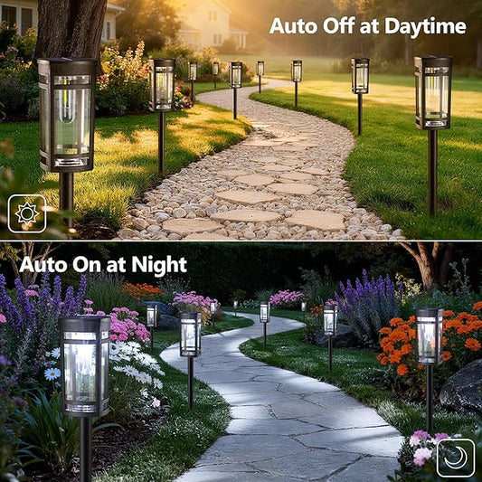 Jyoiat 6 Pack Outdoor Solar Pathway Lights - Solar Landscape Lights Outdoor Walkway Solar Garden Lights for Lawn, Path, Yard Decor (Cool White)