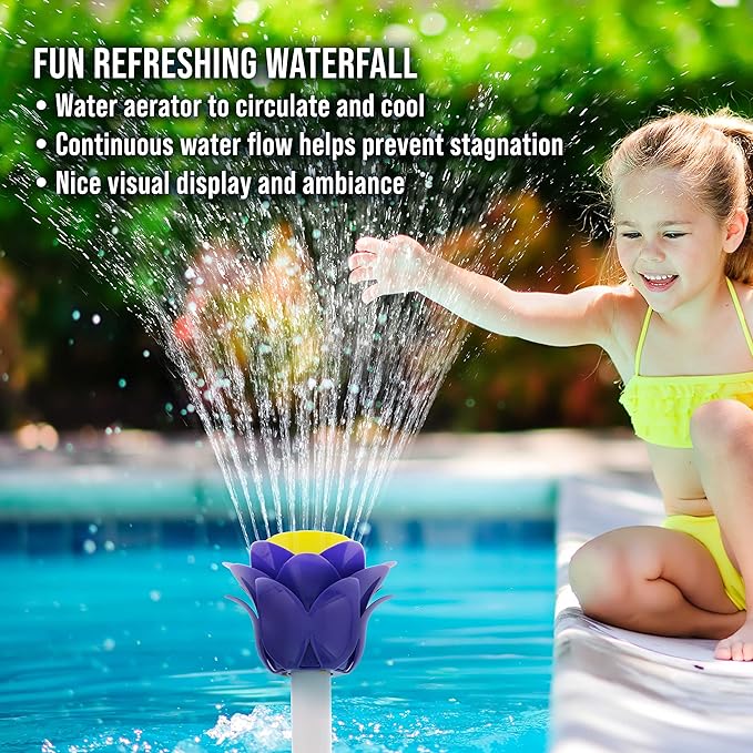 U.S. Pool Supply Swimming Pool Flower Shaped Waterfall Spray Fountain - Adjustable Sprinkle Distance, Pool Spray Aerator Cools Water Temperature - In-Ground, Above-Ground Pools, Ponds, Fun Decoration