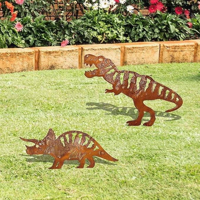 Decorative Dinosaur Garden Statues, Dinosaur Garden Stakes, Yard Lawn Decor – Ideal Outdoor Clearance Gift for Dinosaur Lovers, noxozoqm240510