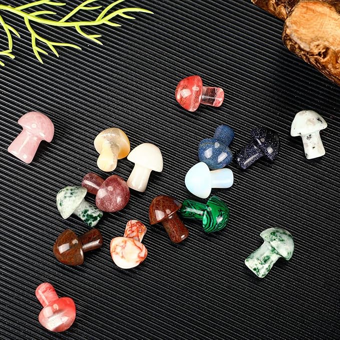 120 Pieces Crystal Mushroom Sculpture Decor Bulks Hand Making Mushroom Crystals Gemstone Quartz Mushrooms Polished Crystal Cute Mushrooms Crystals Stones Decor for Witchcraft Meditation Garden Home