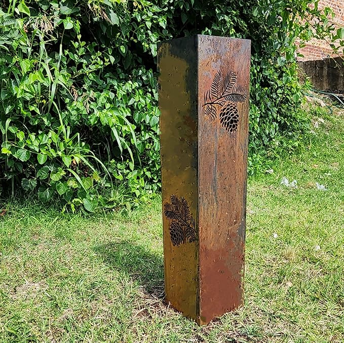 Pinecone Garden Column - Garden Decor - Garden Statue - Well Cover - Landscape Light Cover - Utility Box Cover - Outdoor Furniture and Decor (18" T x 4.5" W x 4.5" D)