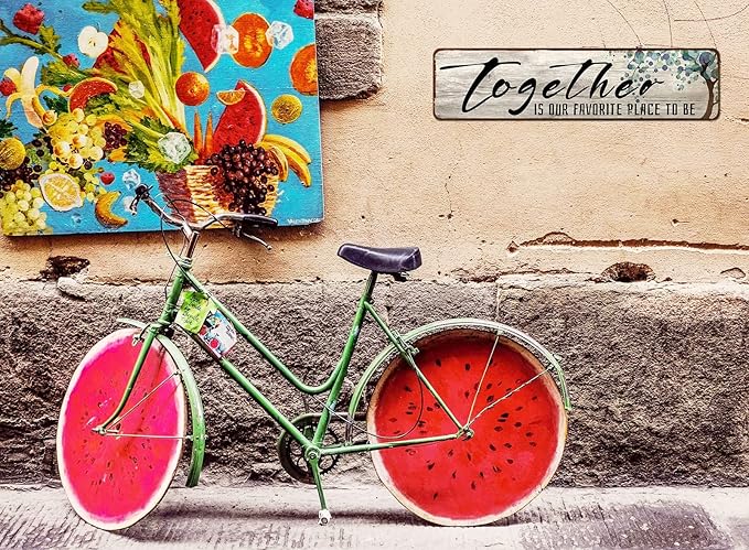 Family Wall Art Decor Inspirational Quotes Wall Hanging Sign -Together is Our Favorite Place to Be-Motivational Home Wall Art Decor Tin Plaque Sign 4"x16"