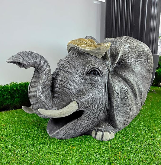 coolboy Elephant Sculpture Gutter Diverter Rain,Deco Gutter Extension Downspout, Eco-Friendly Resin Gutter Extender Diverter,Splash Block, Perfect Rain Gutter Downspout Extension for 3"x4" Downspouts