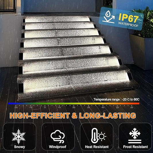 AUDLES LED Solar Step Lights Waterproof Outdoor Stair Lights, Solar Deck Light Outdoor Decor IP67 Solar Decoration Light for Yard, Patio, Garden, Walkways, Front Door, Pathway, Driveway, Porch 2PK