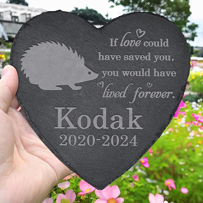 Hedgehog Memorial Stone - Hedgehog Garden Statue - Loss of Pet Gift - Heart