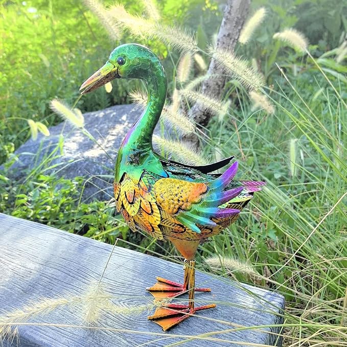 Duck Statue Metal Mallard Duck Sculpture Garden Decoration Metal Yard Art for Patio Lawn Backyard Outdoor Decoration