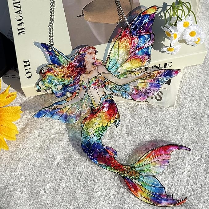 Fairy Suncatcher, Stained Glass Fairy Suncatcher Window Hanging, Suncatchers for Sister/Friend