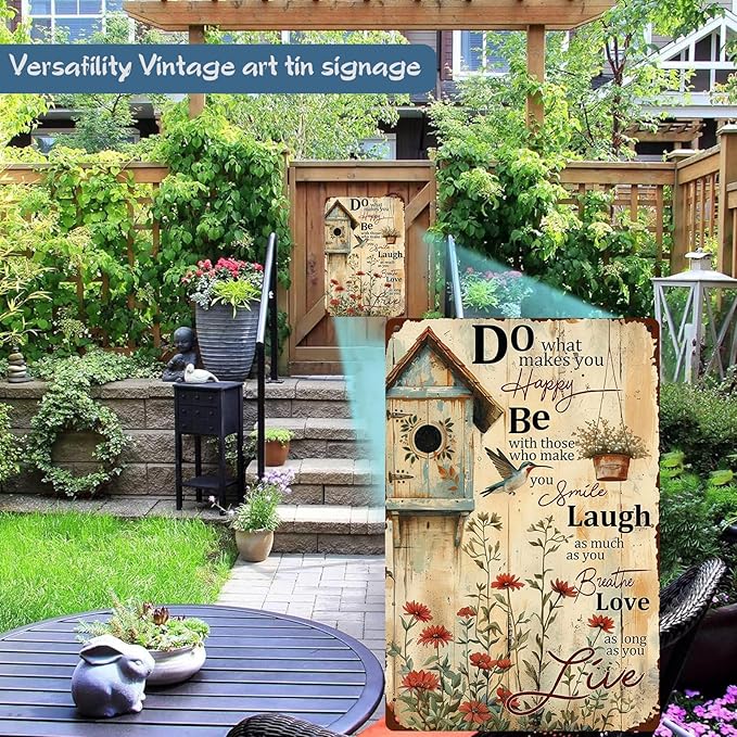 Gather Here With Grateful Hearts Vintage Wall Decor Yard Indoor Outdoor Decor 8 x 12 Inch