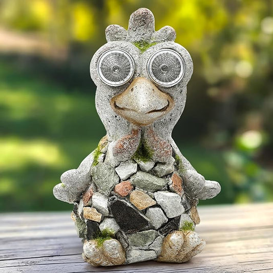 Outdoor Decor Chicken Statue, Garden Statue Solar Chicken Figurine for Lawn Porch Garden Yard Patio and Birthday Gift for Women