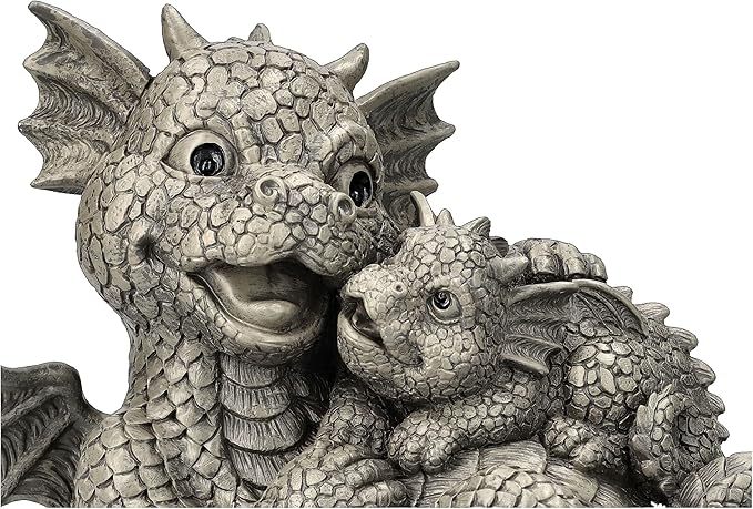 Pacific Giftware PT Garden Dragon Family Mother and Baby Dragon Garden Display Decorative Accent Sculpture Stone Finish 10 Inch Tall