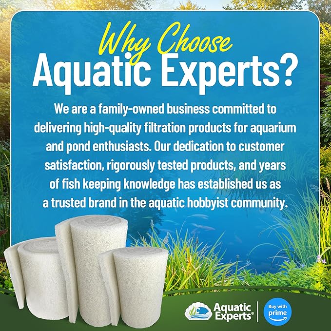 Classic Koi Pond Filter Pad FINE - White Bulk Roll Pond Filter Media, Ultra-Durable Pond Filters for Outdoor Ponds, Reusable Fish Pond Filter Material, USA, Aquatic Experts (3/4" - 1" x 24" x 56")