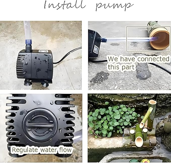Powered Bamboo Water Fountain, Fountain Japanese Garden Waterfall Nozzle Outdoor 100% Handmade, Decor,