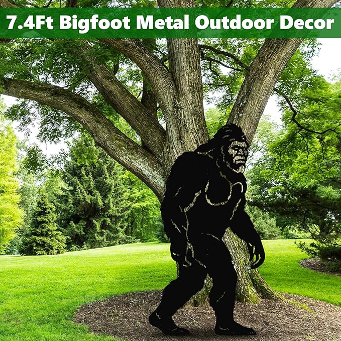 7.4ft Bigfoot Metal Outdoor Decor Big Foot Sasquatch Gifts for Men/Dad/Women, Chimpanzees Silhouette Statues for Yard Art, Garden, Patio, Backyard, Forests, Lawn Decorations(Classic Style)