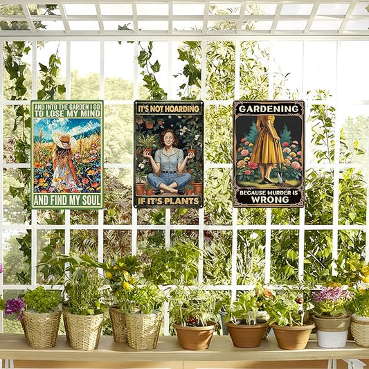 3 PCS Garden Gifts Women-Funny Metal Garden Signs Decor for Outside,Patio,Backyard,GardenersGardeners,and Plant Lovers,Mothers Grandmas and Housewarming 8x12inch