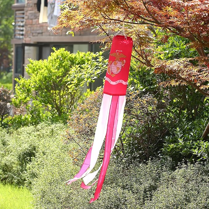 2 Pack Marine Corps WindSock Flag,WindSock Stripes Wind Socks For Yard And Garden Flag,Front Porch Hanging Waterproof Suitable For Every Season,60Inch.
