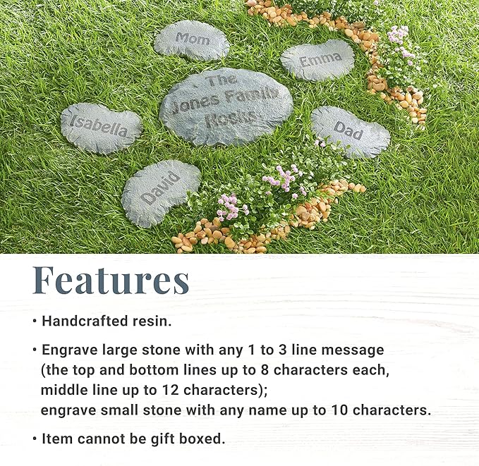 Let's Make Memories Personalized Rockin' Family Garden Stones - Garden Décor - Small - Customize Names